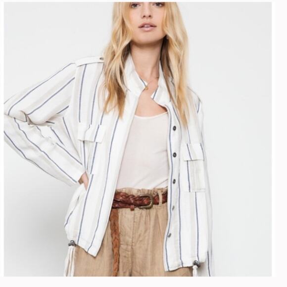 Rails Rowen Coco Stripe Linen White Jacket Small - Picture 9 of 10